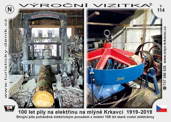 100 let pily na elektřinu na mlýně Krkavci  1919–2019