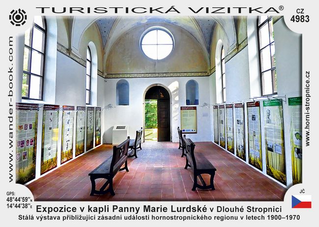 Expozice v kapli Panny Marie Lurdské v Dlouhé Stropnici