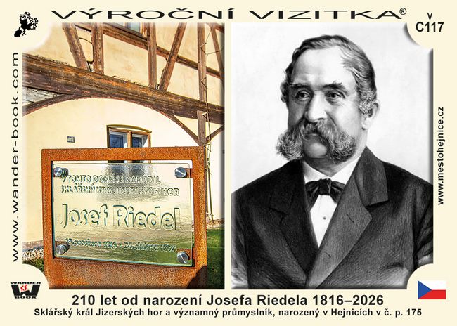 210 let od narození Josefa Riedela 1816–2026