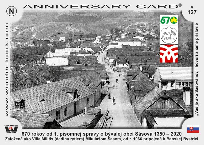 670 rokov od 1. písomnej správy o bývalej obci Sásová 1350 – 2020