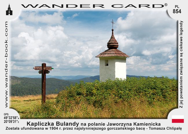 Kapliczka Bulandy na polanie Jaworzyna Kamienicka