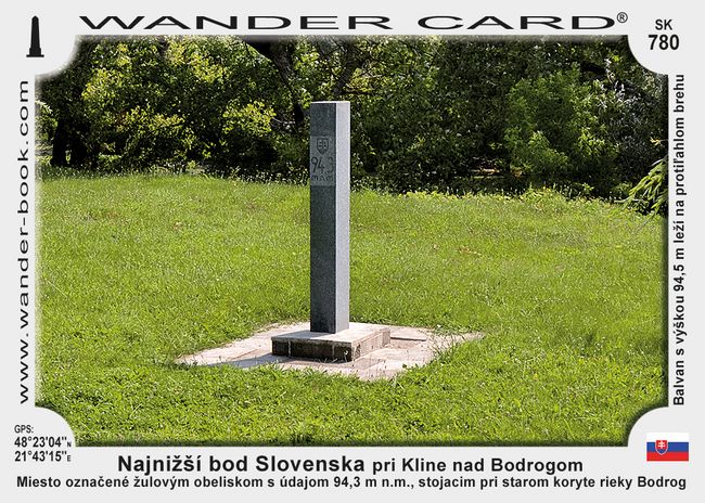 Najnižší bod Slovenska pri Kline nad Bodrogom
