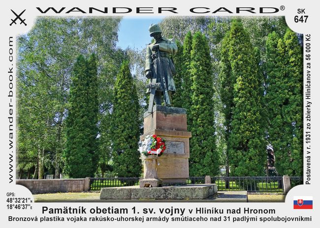 Pamätník obetiam 1. sv. vojny  v Hliníku nad Hronom