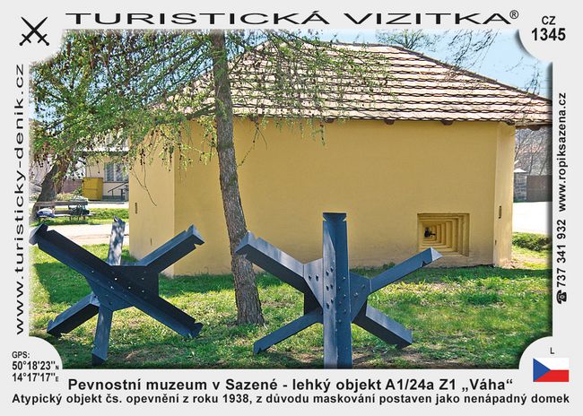 Pevnostní muzeum v Sazené - lehký objekt A1/24a Z1 „Váha“