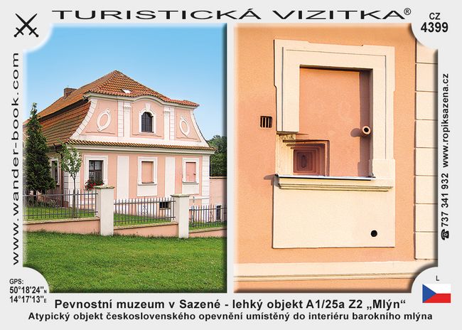 Pevnostní muzeum v Sazené - lehký objekt A1/25a Z2 „Mlýn“
