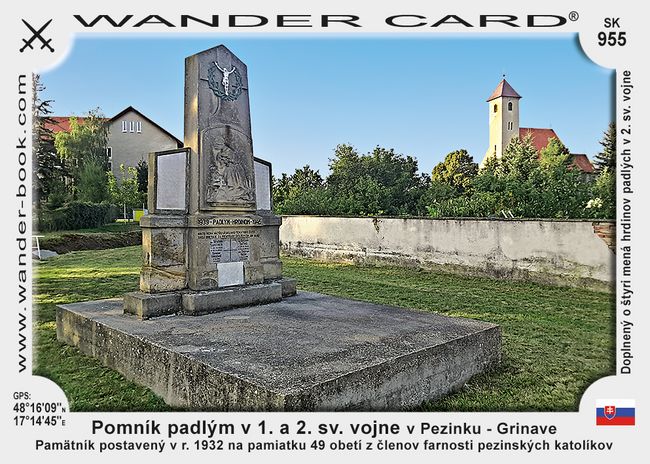 Pomník padlým v 1. a 2. sv. vojne v Pezinku - Grinave