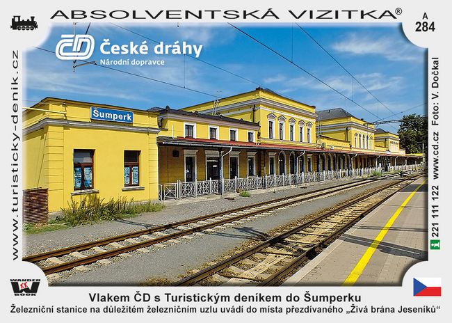 Vlakem ČD s Turistickým deníkem do stanice Šumperk