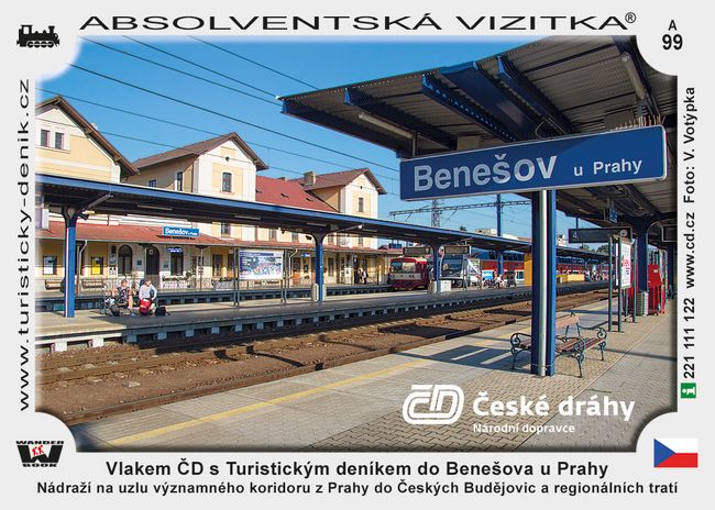 Vlakem ČD s Turistickým deníkem do stanice Benešov u Prahy