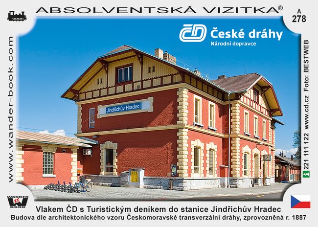 Vlakem ČD s Turistickým deníkem do stanice Jindřichův Hradec