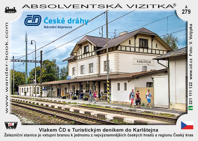 Vlakem ČD s Turistickým deníkem do stanice Karlštejn