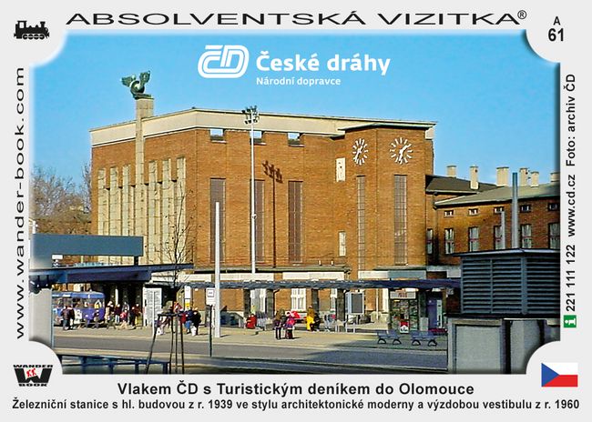 Vlakem ČD s Turistickým deníkem do Olomouce