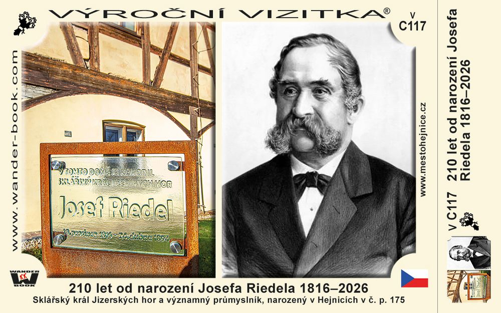 210 let od narození Josefa Riedela 1816–2026