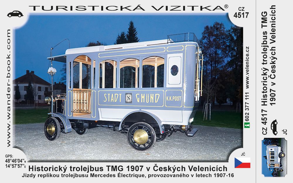 Historický trolejbus TMG 1907 v Českých Velenicích