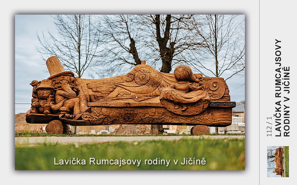 Lavička Rumcajsovy rodiny v Jičíně