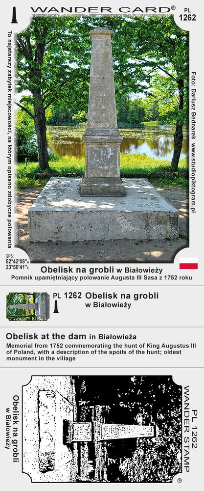 Obelisk na grobli w Białowieży