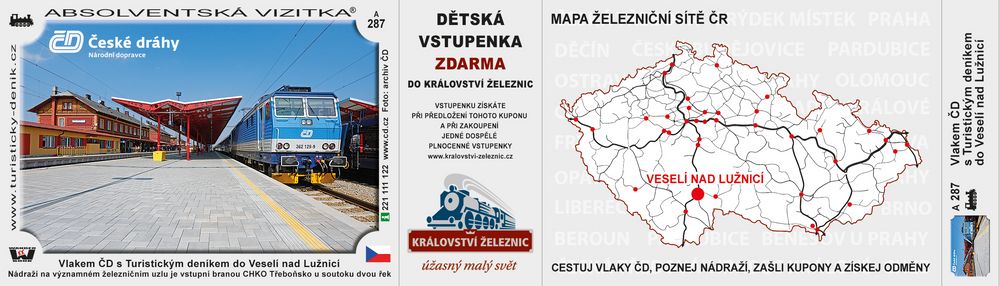 Vlakem ČD s Turistickým deníkem do stanice Veselí nad Lužnicí
