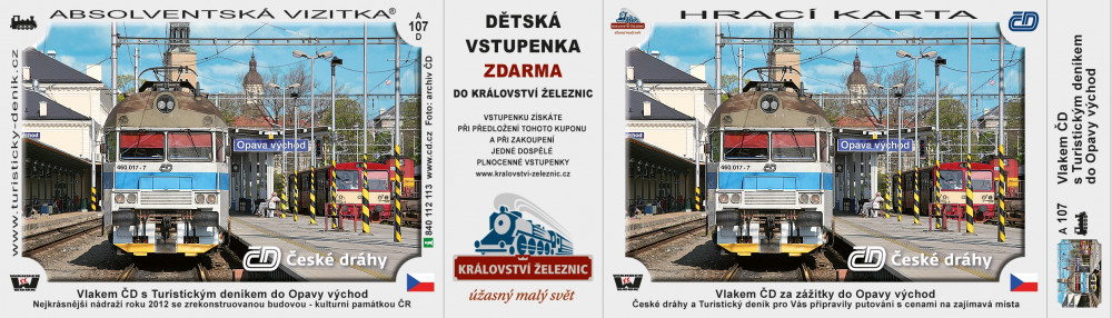 Vlakem ČD s Turistickým deníkem do stanice Opava východ