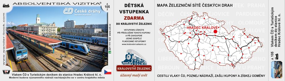 Vlakem ČD s Turistickým deníkem do stanice Hradec Králové hl. n.