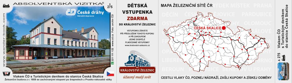 Vlakem ČD s Turistickým deníkem do stanice Česká Skalice