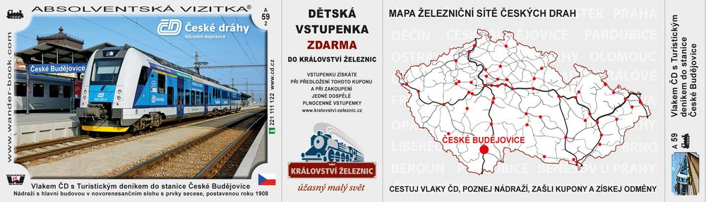 Vlakem ČD s Turistickým deníkem do stanice České Budějovice