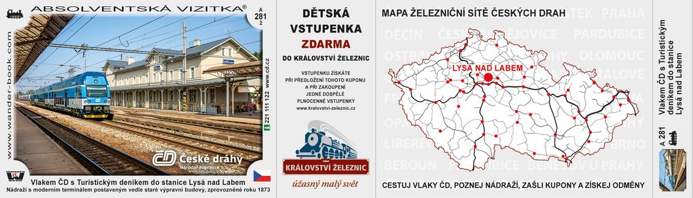 Vlakem ČD s Turistickým deníkem do stanice Lysá nad Labem