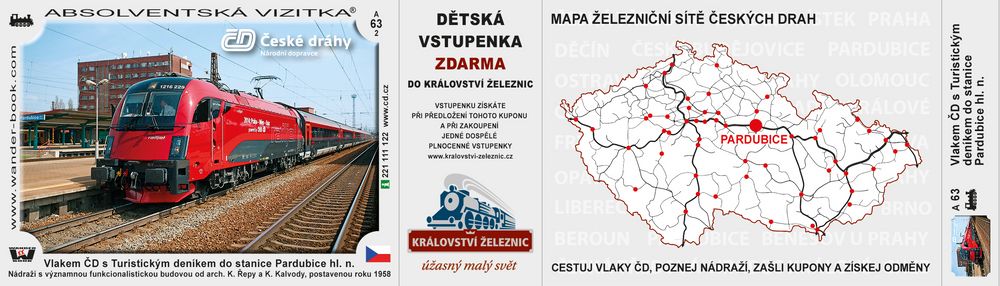 Vlakem ČD s Turistickým deníkem do stanice Pardubice hl. n.