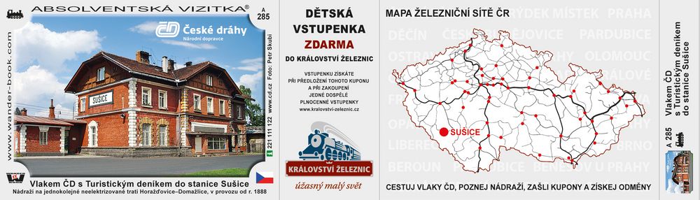 Vlakem ČD s Turistickým deníkem do stanice Sušice