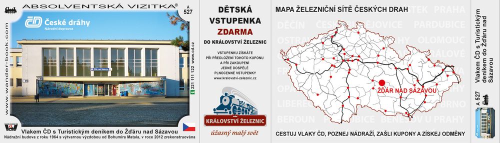 Vlakem ČD s Turistickým deníkem do stanice Žďár nad Sázavou
